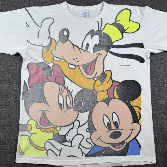 Vintage Velva Sheen Mickey Mouse T-Shirt Mens M/L Shirt White Goofy Minnie Retro - Picture 2 of 7